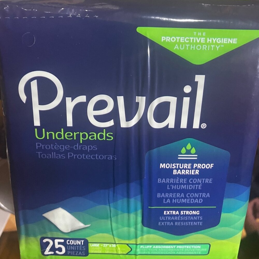 Prevail Underpads 25 Count Large 23 x 36 Disposable Bed Pads White